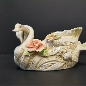 Vintage Ceramic / Porcelain Swans Dish / Holder -